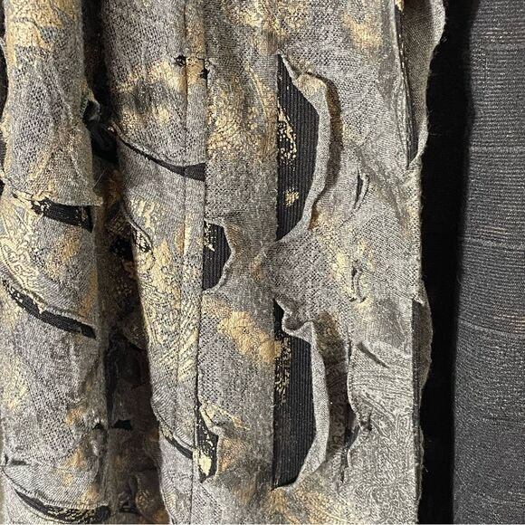 Frank Lyman Vintage Black & Gold Shredded w Elastic Open Cardigan/Jacket Size 8 - Picture 9 of 11